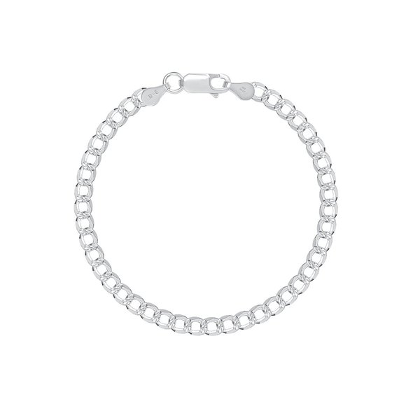 925 Sterling Silver Tight Pave Curb Link Chain | Italian  925 SILVER CURB PAVE 120 CHAIN